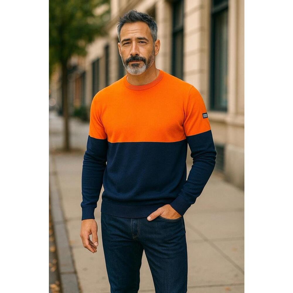 NWT Weekend Offender Men’s XL Capistrano Sweater Color Block Orange/Black